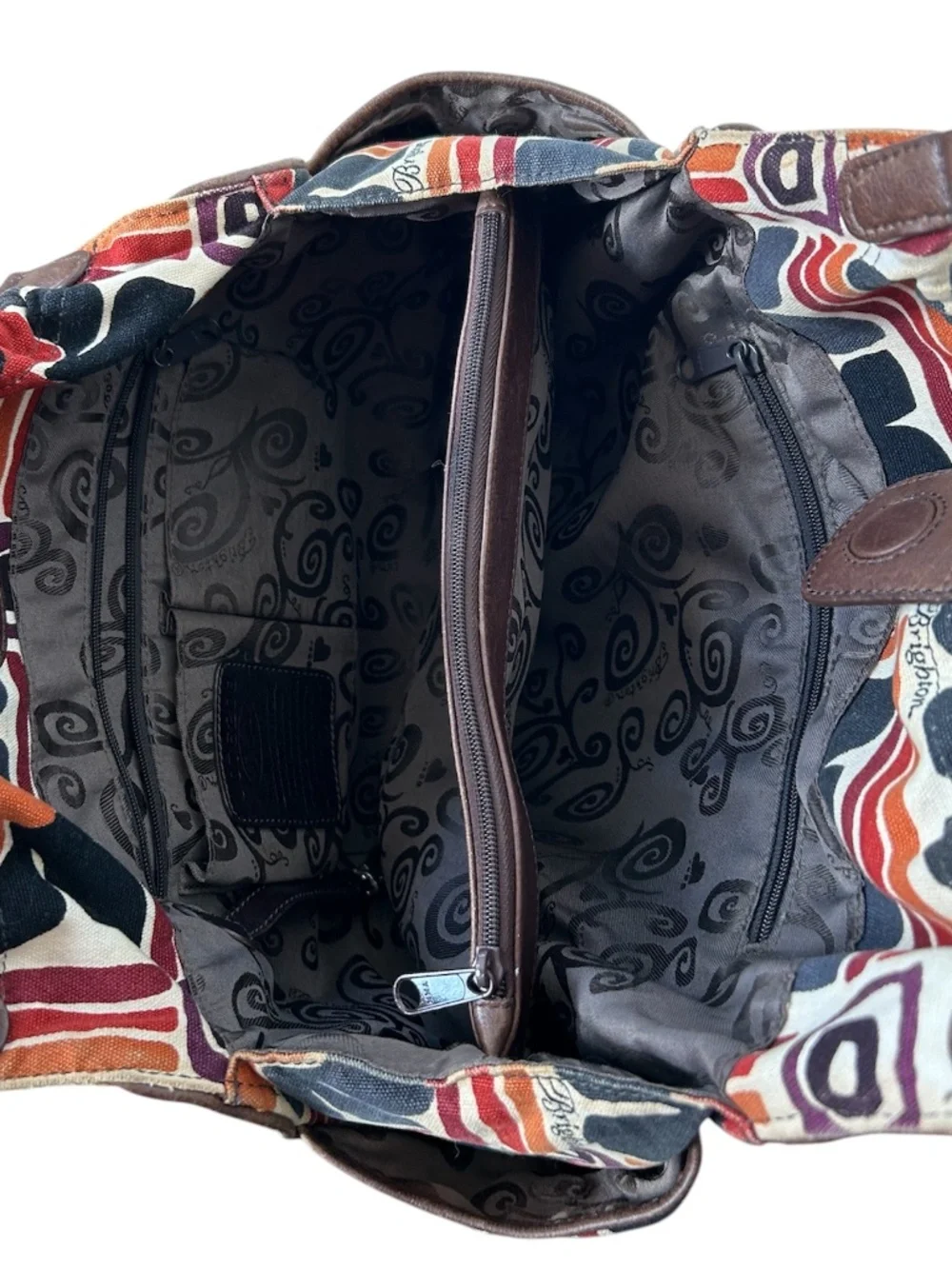 Brighton Large Retired hippy boho floral shoulder bag Orange Brown